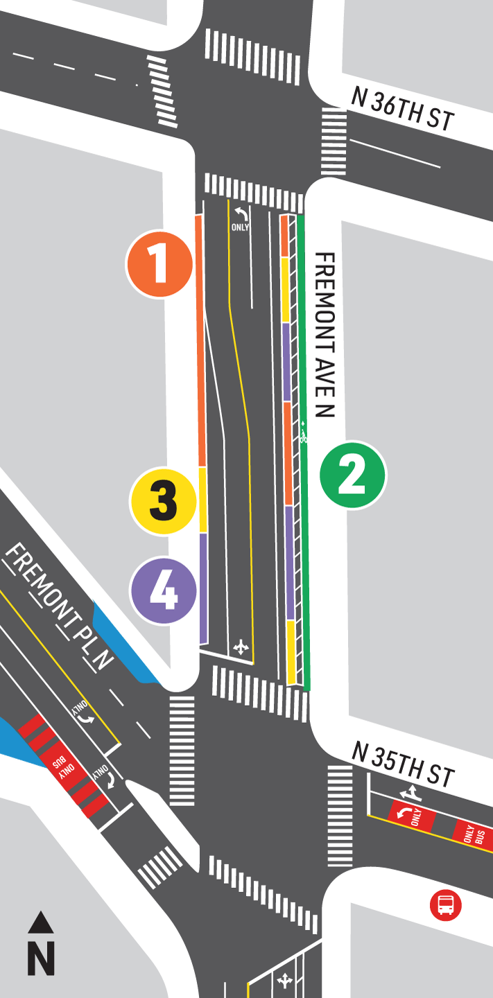 An aerial graphic shows Fremont Avenue North between North thirty-sixth Street and North thirty-fifth Street.